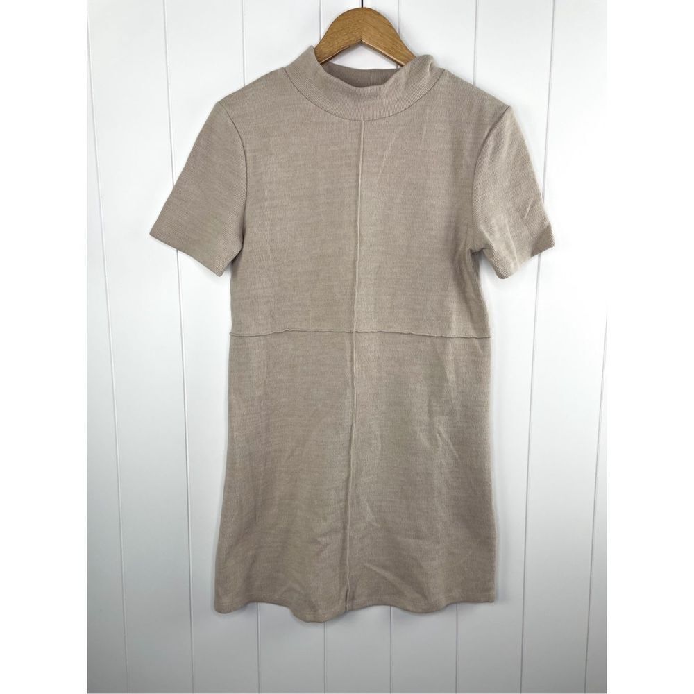 Zara Soft Dress High Collar in Camel‎ Beige Size S
